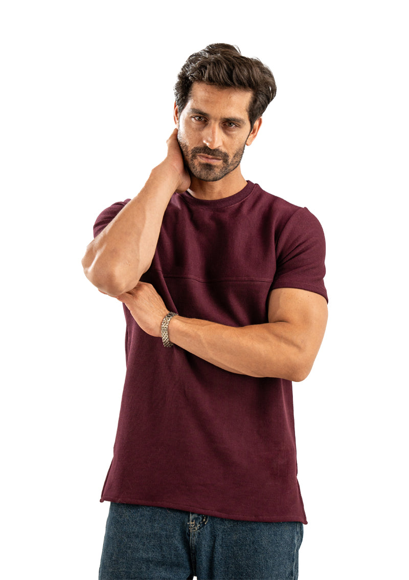 D-RED JACQUARD COTTON T-SHIRT